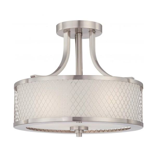 3 Light Brushed Nickel Frosted Glass Shade Ceiling Light Fixture