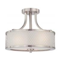 View 3 Light Brushed Nickel Frosted Glass Shade Ceiling Light Fixture