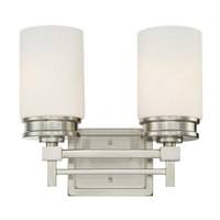 View 2 Light Brushed Nickel White Satin Glass Shades Vanity Light Fixture