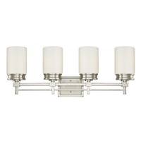 Nuvo Lighting 4 Light Brushed Nickel White Satin Glass Shades Vanity Light Fixture