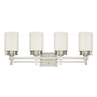 View 4 Light Brushed Nickel White Satin Glass Shades Vanity Light Fixture