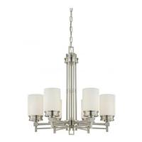 View 6 Light Brushed Nickel White Satin Glass Shades Chandelier Light Fixture