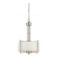 View 3 Light Brushed Nickel White Satin Glass Shade Pendant Light Fixture