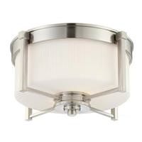 View 2 Light Brushed Nickel White Satin Glass Shade Ceiling Light Fixture