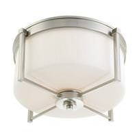 View 3 Light Brushed Nickel White Satin Glass Shade Ceiling Light Fixture