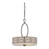 View 3 Light Hazel Bronze Khaki Fabric Shade Cream Diffuser Pendant Light Fixture