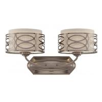 View 2 Light Hazel Bronze Khaki Fabric Shades Cream Diffusers Vanity Light Fixture