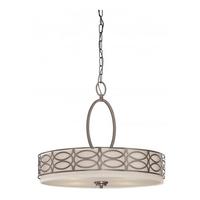 View 4 Light Hazel Bronze Khaki Fabric Shade Cream Diffuser Pendant Light Fixture