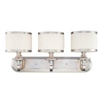 View 3 Light Brushed Nickel White Pleated Fabric Shades Vanity Light Fixture