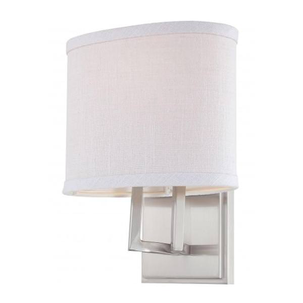 1 Light Brushed Nickel Slate Gray Fabric Shade Vanity Light Fixture
