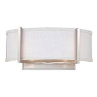 View 2 Light Brushed Nickel Slate Gray Fabric Shade Wall Sconce Light Fixture