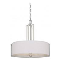 View 4 Light Brushed Nickel Slate Gray Fabric Shade Pendant Light Fixture