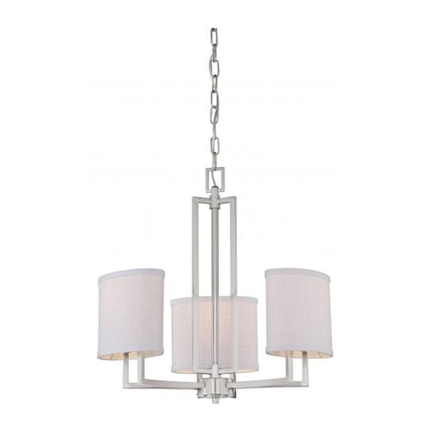 3 Light Brushed Nickel Slate Gray Fabric Shades Chandelier Light Fixture