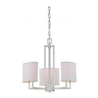 View 3 Light Brushed Nickel Slate Gray Fabric Shades Chandelier Light Fixture