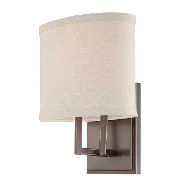 1 Light Hazel Bronze Khaki Fabric Shade Vanity Light Fixture