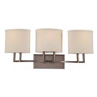 View 3 Light Hazel Bronze Khaki Fabric Shades Vanity Light Fixture