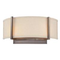 View 2 Light Hazel Bronze Khaki Fabric Shade Wall Sconce Light Fixture