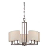 View 5 Light Hazel Bronze Khaki Fabric Shades Chandelier Light Fixture