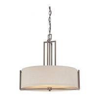 View 4 Light Hazel Bronze Khaki Fabric Shade Pendant Light Fixture