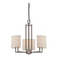 View 3 Light Hazel Bronze Khaki Fabric Shades Chandelier Light Fixture