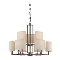 View 9 Light Hazel Bronze Khaki Fabric Shades Chandelier Light Fixture