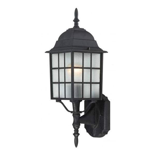 1 Light 18" Textured Black Frosted Glass Shade Wall Light Fixture