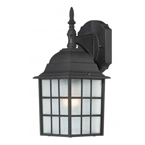 1 Light 14" Textured Black Frosted Glass Shade Wall Light Fixture