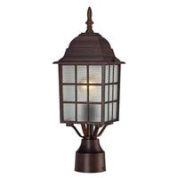 View 1 Light 18" Rustic Bronze Frosted Glass Shade Post Lantern Light Fixture