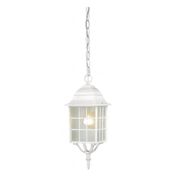 1 Light 16" White Frosted Glass Shade Hanging Lantern Light Fixture