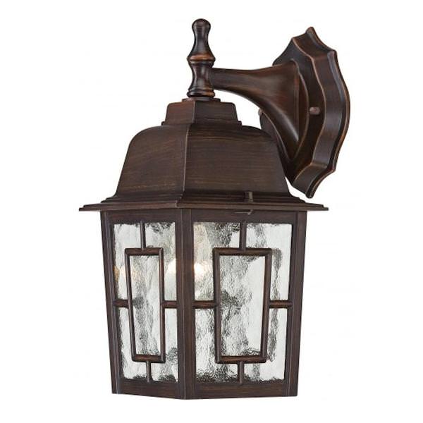1 Light 12" Rustic Bronze Clear Water Glass Shade Wall Light Fixture