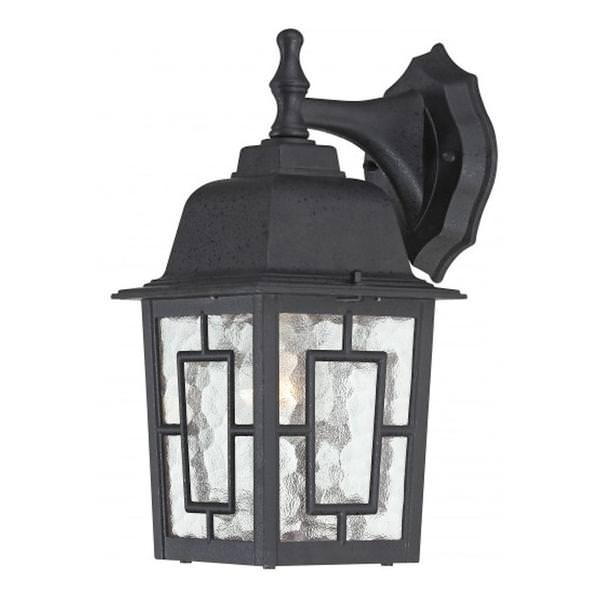 1 Light 12" Textured Black Clear Water Glass Shade Wall Light Fixture