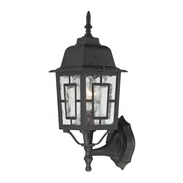 1 Light 17" Textured Black Clear Water Glass Shade Wall Light Fixture