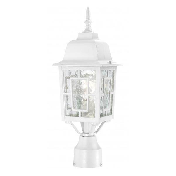 1 Light 17" White Clear Water Glass Shade Post Lantern Light Fixture