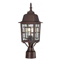 View 1 Light 17" Rustic Bronze Clear Water Glass Shade Post Lantern Light Fixture