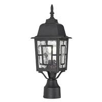View 1 Light 17" Textured Black Clear Water Glass Shade Post Lantern Light Fixture