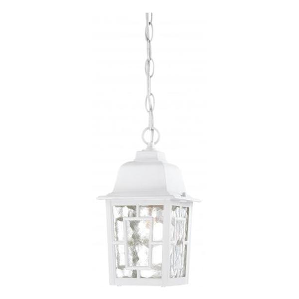 1 Light 11" White Clear Water Glass Shade Hanging Lantern Light Fixture