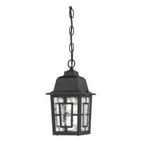 Nuvo Lighting 1 Light 11" Textured Black Clear Water Glass Shade Hanging Lantern Light Fixture