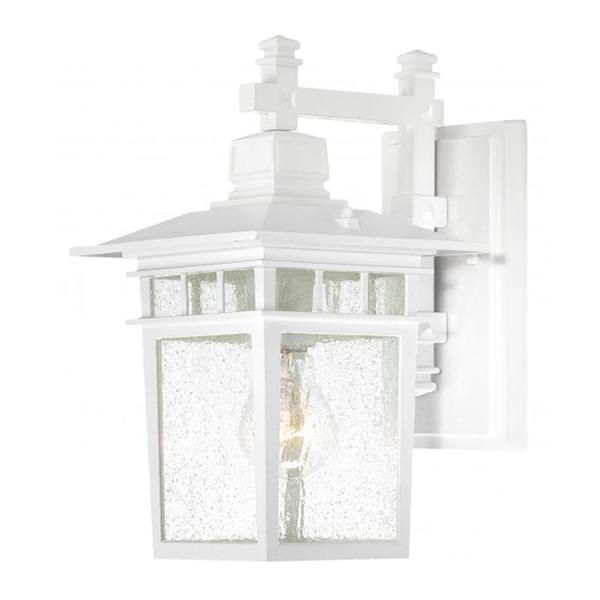 1 Light 12" White Clear Seeded Glass Shade Wall Light Fixture