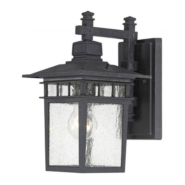 1 Light 12" Textured Black Clear Seeded Glass Shade Wall Light Fixture