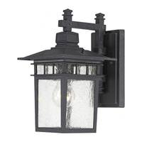 View 1 Light 12" Textured Black Clear Seeded Glass Shade Wall Light Fixture