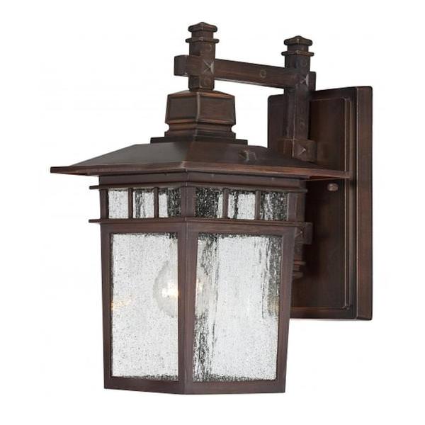 1 Light 9" Rustic Bronze Clear Seeded Glass Shade Wall Light Fixture