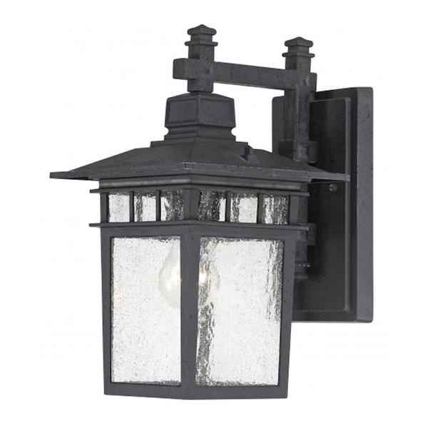 1 Light 9" Textured Black Clear Seeded Glass Shade Wall Light Fixture