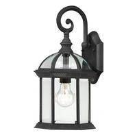 View 1 Light 15" Textured Black Clear Beveled Glass Shade Wall Light Fixture