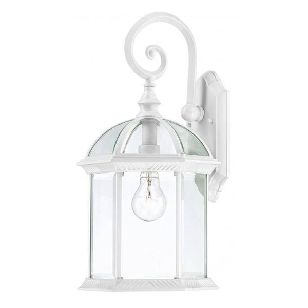 1 Light 19" White Clear Beveled Glass Shade Wall Light Fixture 1 Light 19" White Clear Beveled Glass Shade Wall Light Fixture