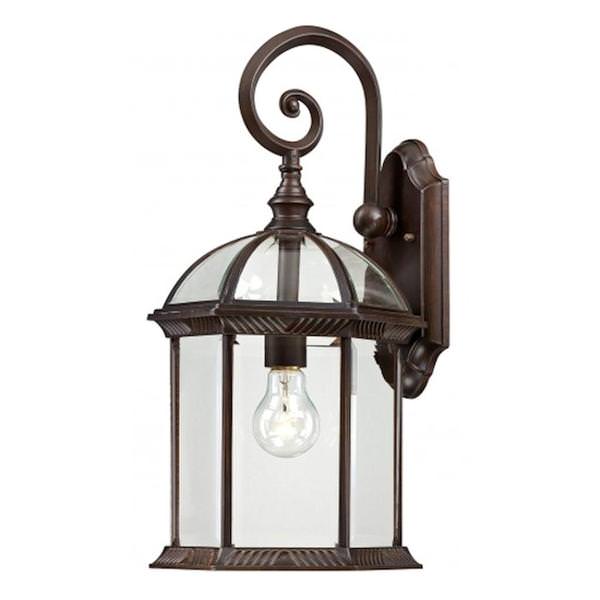 1 Light 19" Rustic Bronze Clear Beveled Glass Shade Wall Light Fixture