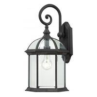 View 1 Light 19" Textured Black Clear Beveled Glass Shade Wall Light Fixture