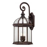 View 3 Light 26" Rustic Bronze Clear Beveled Glass Shade Wall Light Fixture