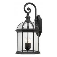 View 3 Light 26" Textured Black Clear Beveled Glass Shade Wall Light Fixture