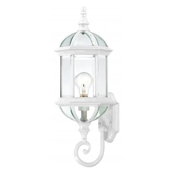 1 Light 22" White Clear Beveled Glass Shade Wall Light Fixture 1 Light 22" White Clear Beveled Glass Shade Wall Light Fixture
