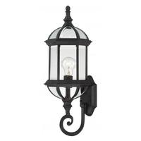 View 1 Light 22" Textured Black Clear Beveled Glass Shade Wall Light Fixture